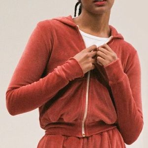 Gil Rodriquez full zip velour crop hoodie small women (Rust) made in USA